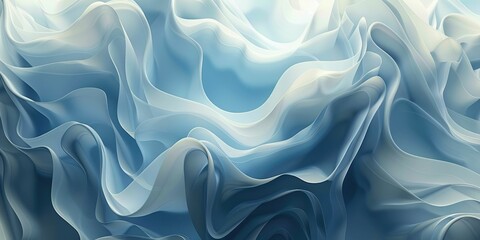 Fototapeta premium Fluid, ethereal blue and white abstract composition with flowing, wave-like forms.