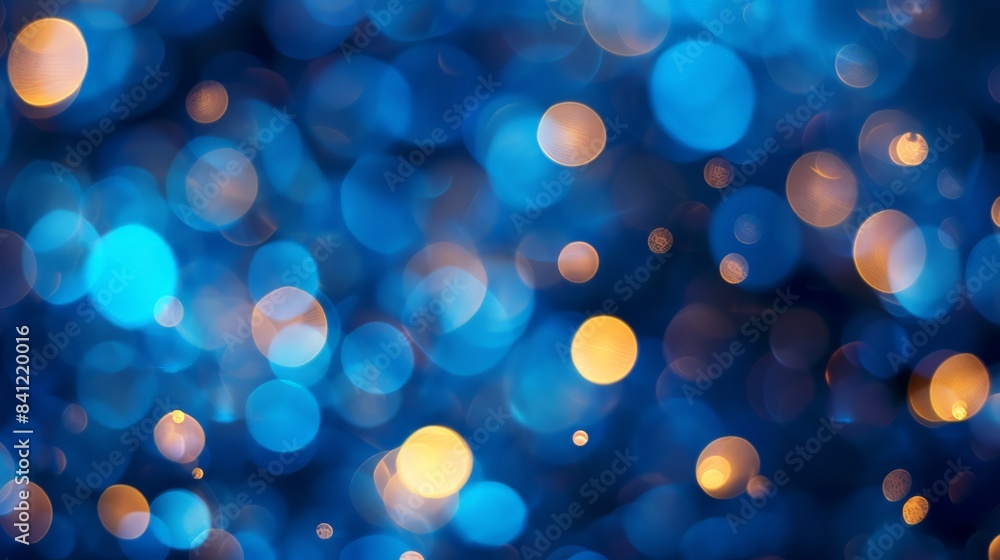Poster illustrate a blue background with soft bokeh lights, adding a touch of elegance and sophistication t