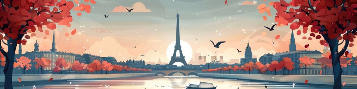 Fototapeta A beautiful cityscape with the Tower in the background