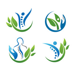 orthopedic logo design with nature theme vector based