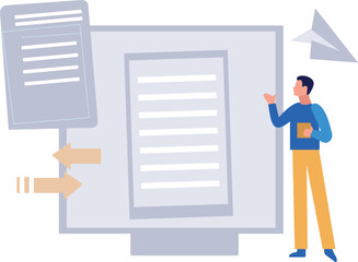 Boy showing document sharing.