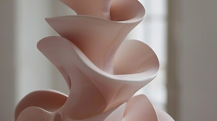 Sculptural Curves in Soft Pastel, Abstract Organic Form