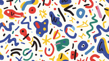 Obraz premium Fun and Colorful Abstract Background with Random Shapes and Swirls