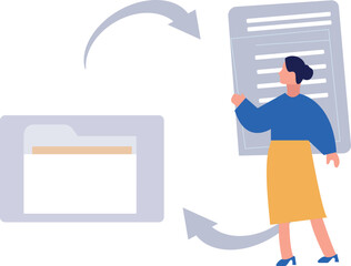 The female is showing the conversion of files.