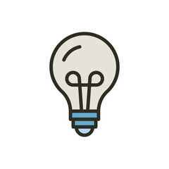 Creativity outline filled color icon. Brilliant or good idea light bulb symbol. Electric lamp vector illustration image