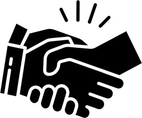 Warm polite business partnership, grateful, thank you, shake hand flat icon symbol