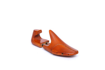 wooden shoe tree for premium for shoes isolated on white background