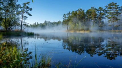 Fototapeta premium Cool Air in Central Lake of the Forest 