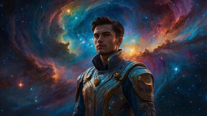 In a swirl of iridescent hues, a digital anime captures the essence of a transient emotion known as Celestial Melancholy