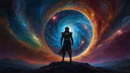 In a swirl of iridescent hues, a digital anime captures the essence of a transient emotion known as Celestial Melancholy