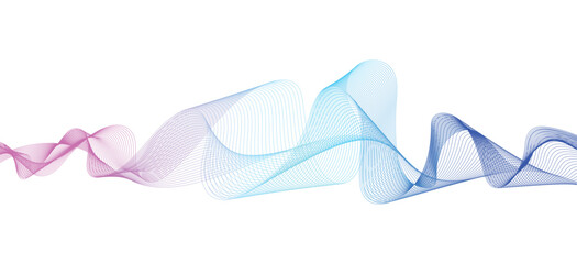  smooth flowing wave lines dynamic blue purple pink gradient isolated on transparent background concept of technology, digital, communication, science, music vector illustration