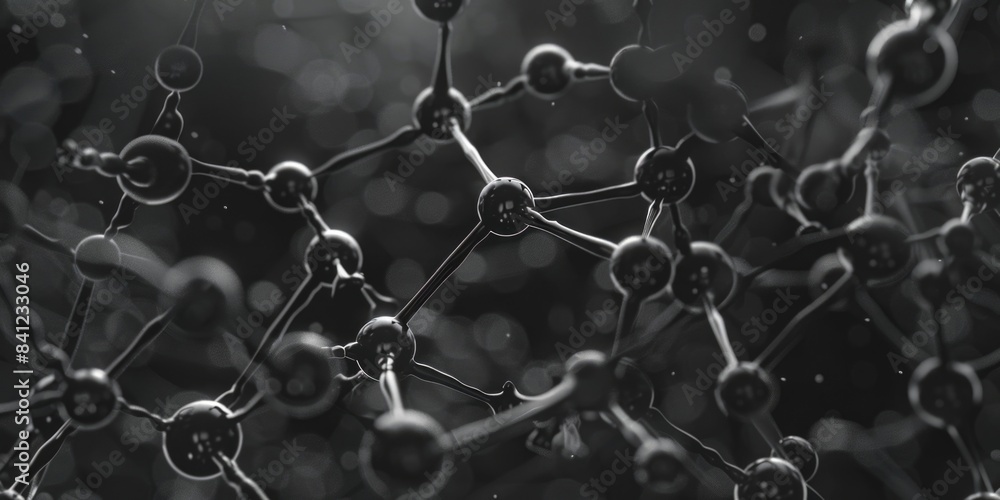 Poster a black and white image of a collection of metal structures arranged in a specific pattern