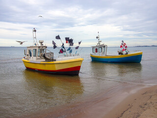 Fishing boats on the seashore