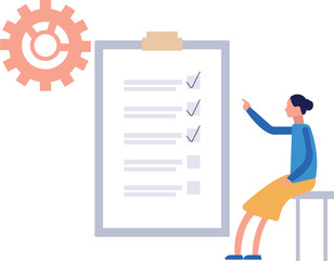 The girl is showing a checklist survey.