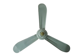 Close-up of a Modern Ceiling Fan. Three-Bladed Fan with White Background