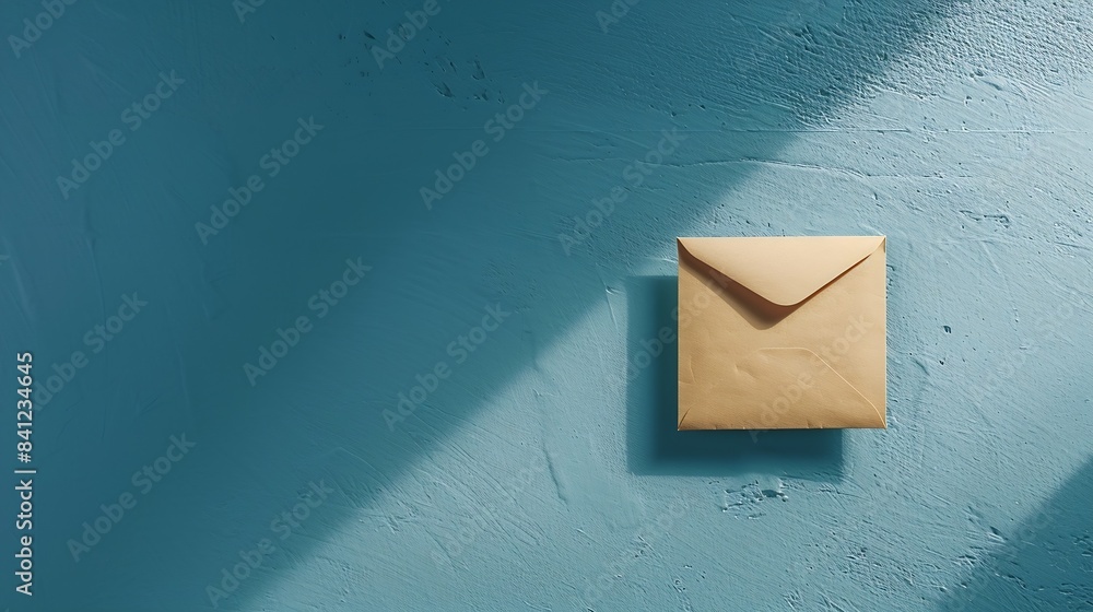 Poster Envelope and email symbol on a blue background Concept email address Internet technologies and contacts for communication Communication over the network business and correspondence : Generative AI