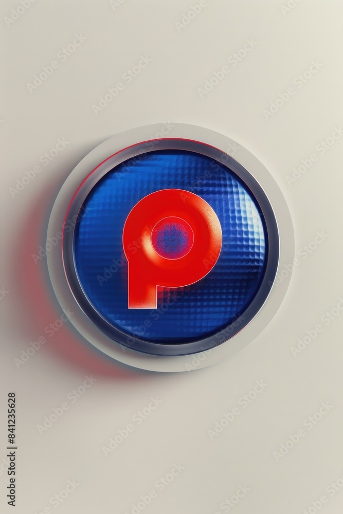 Aufkleber a close-up of a blue button with a red pin symbol on it, suitable for use in illustrations or design