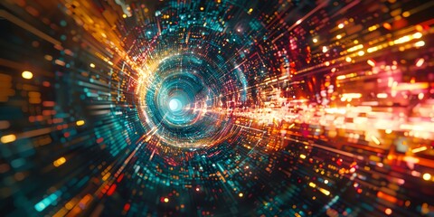 Fototapeta premium Abstract blurred background, high resolution cinematic digital photography, colorful speed motion, futuristic tunnel