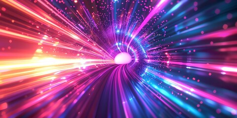 Naklejka premium High resolution cinematic digital photography, futuristic tunnel, colorful speed motion, abstract blurred background