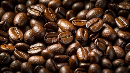 Fototapeta premium A close-up photo of Dark roasted beans coffee beans.