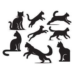 set of cats | silhouettes of cats | Cat Silhouette Vector Collection Cat Symbol Set | set of cats silhouettes