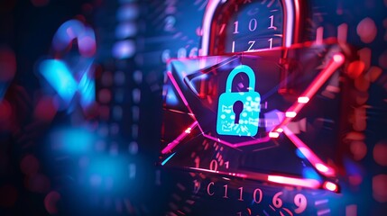 Email security concept Security protection Email from spam virus and phishing Email fraud Scam mail virus alert hacker Check email notification junk and trash mail and compromised info : Generative AI