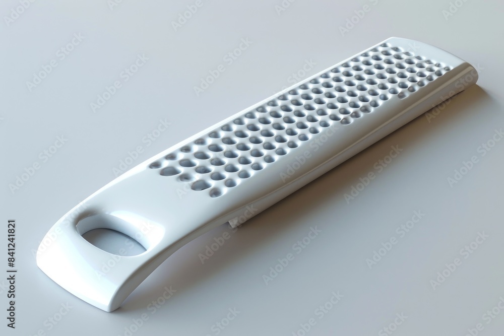 Poster a close-up of a remote control sitting on a table, ready for use