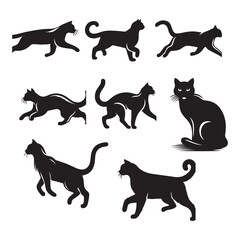 silhouettes of cats | set of cats silhouettes | Cat Silhouette Vector Collection Cat Symbol Set