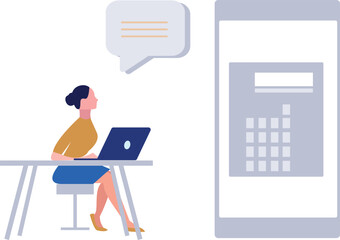 Woman looking at calculator on mobile.