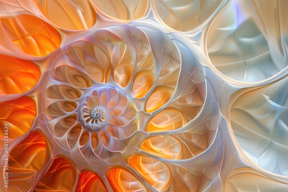 Poster a detailed shot of a spiral pattern, possibly from a natural source or an artistic creation