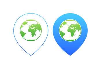 Location Point Earth Icons. Flat and Linear Styles. Vector icons.