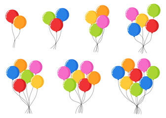 Set of bunch balloons colorful circle balloon icon holiday party illustration sticker © DimsArt