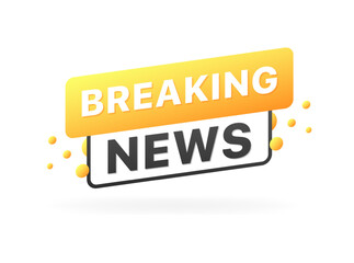 Breaking news banner. Flat style. Vector icon.