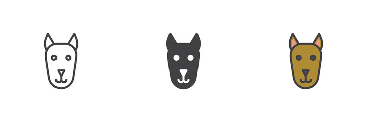 Wolf head different style icon set