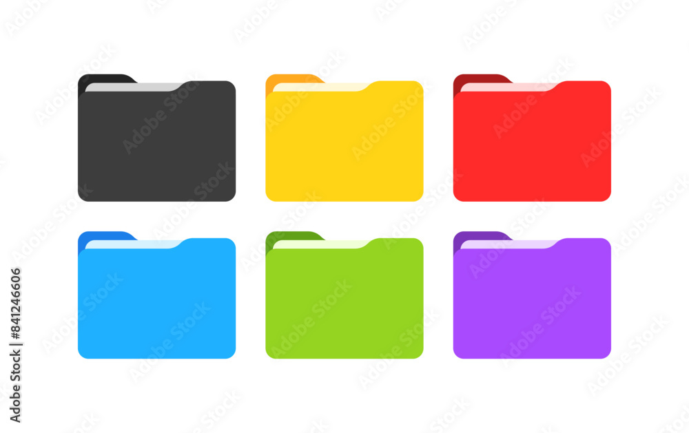 Poster set icons folder. flat style. vector icons.