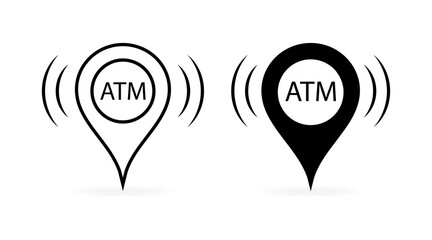 ATM Naming Point set icons. Linear and Silhouette Styles. Vector icons.