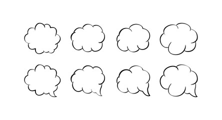 Cloud Thought Set Icons. Linear style. Vector icons.