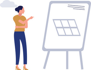 Girl standing next to solar panel art.