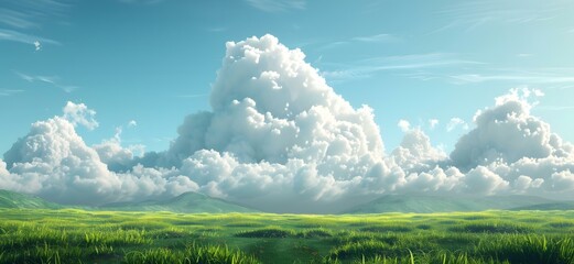 Green rolling hills under a blue sky with white clouds