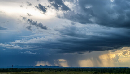 Fototapeta premium Dark sky and black clouds before rainy dramatic black cloud and thunderstorm