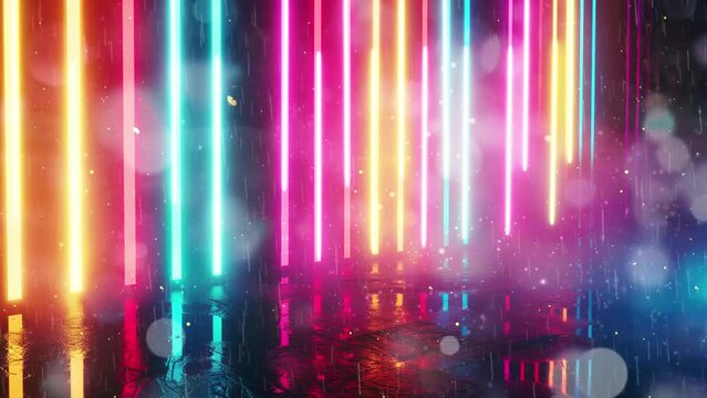 glowing neon bars moving in rhythm with music dynamic seamless looping overlay 4k virtual video animation background