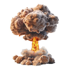 nuclear explosion with mushroom cloud, transparent background