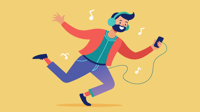 recommend clip art: man dancing listening vector illustration