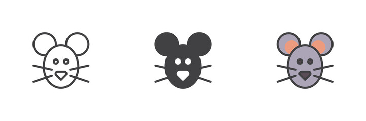 Mouse head different style icon set