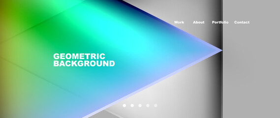 Metal triangles with colorful bright triangles. Geometric modern minimalist design template