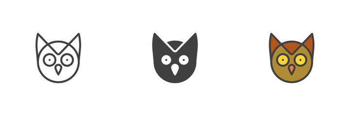 Owl head different style icon set