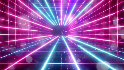 neon grid pulsating with music vibrant and dynamic seamless looping overlay 4k virtual video animation background - Powered by Adobe