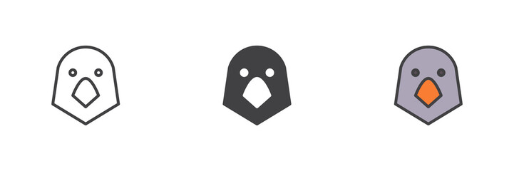Pigeon head different style icon set