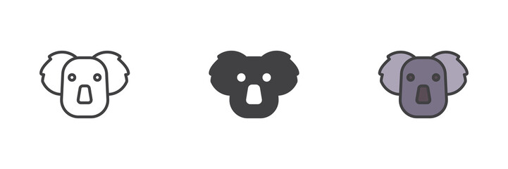 Koala head different style icon set