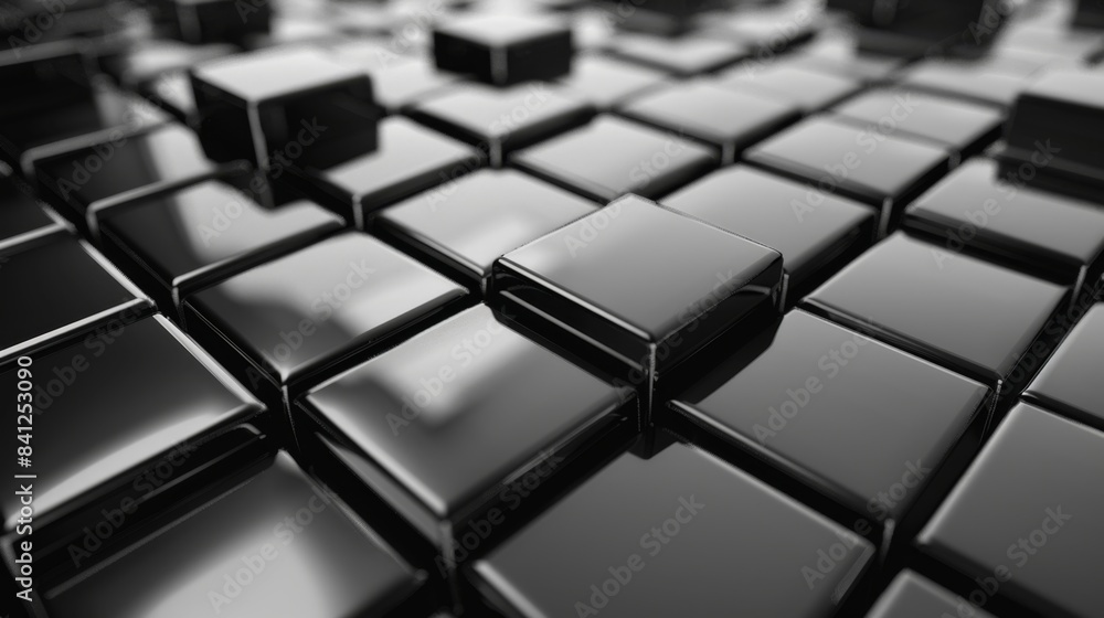 Poster abstract black cubes pattern background with glossy surfaces. modern and futuristic design ideal for